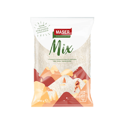 Mix formaggi grattugiati in busta compostabile