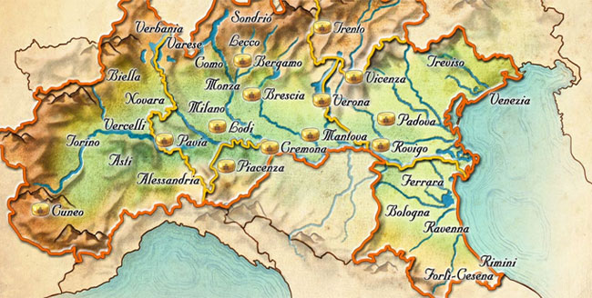 Cartina zone di produzione di Grana Padano